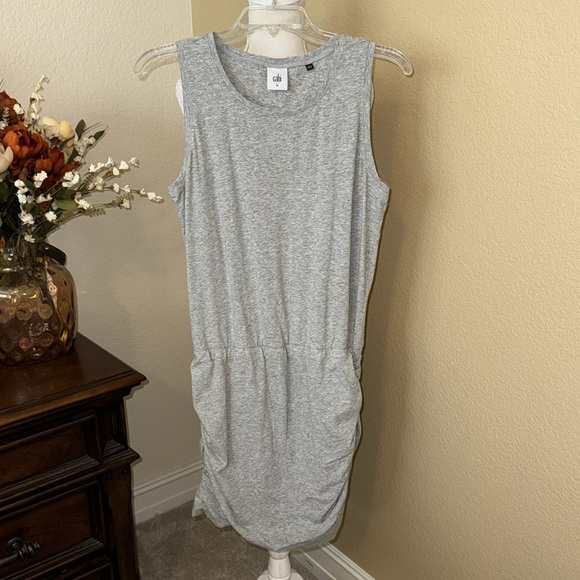 CAbi Everyday Rouched Jersey Knit Tank Dress Heathered Gray 5267 Size Medium - Picture 2 of 4